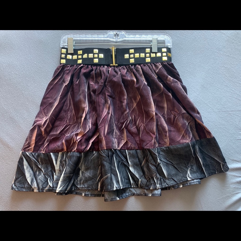 Fun Maroon and Black Mini Skirt with Belt